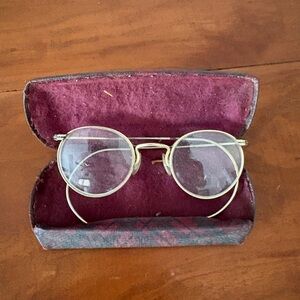 Antique Wire Rim Glasses w/ Case | Vintage Round Frames